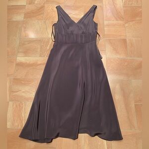 J. Crew Women's Dark Lavender Purple 100% Silk V-Neck Sleeveless Midi Dress